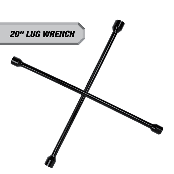 Hyper Tough Heavy Duty Lug Wrench, Carbon Steel, Tire Iron 20-inch, Black