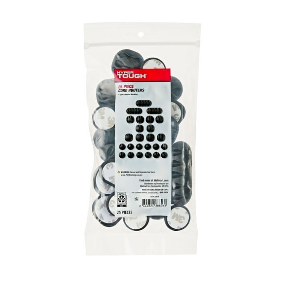 Hyper Tough Black Cord Routers Cable Holders, 25 Count