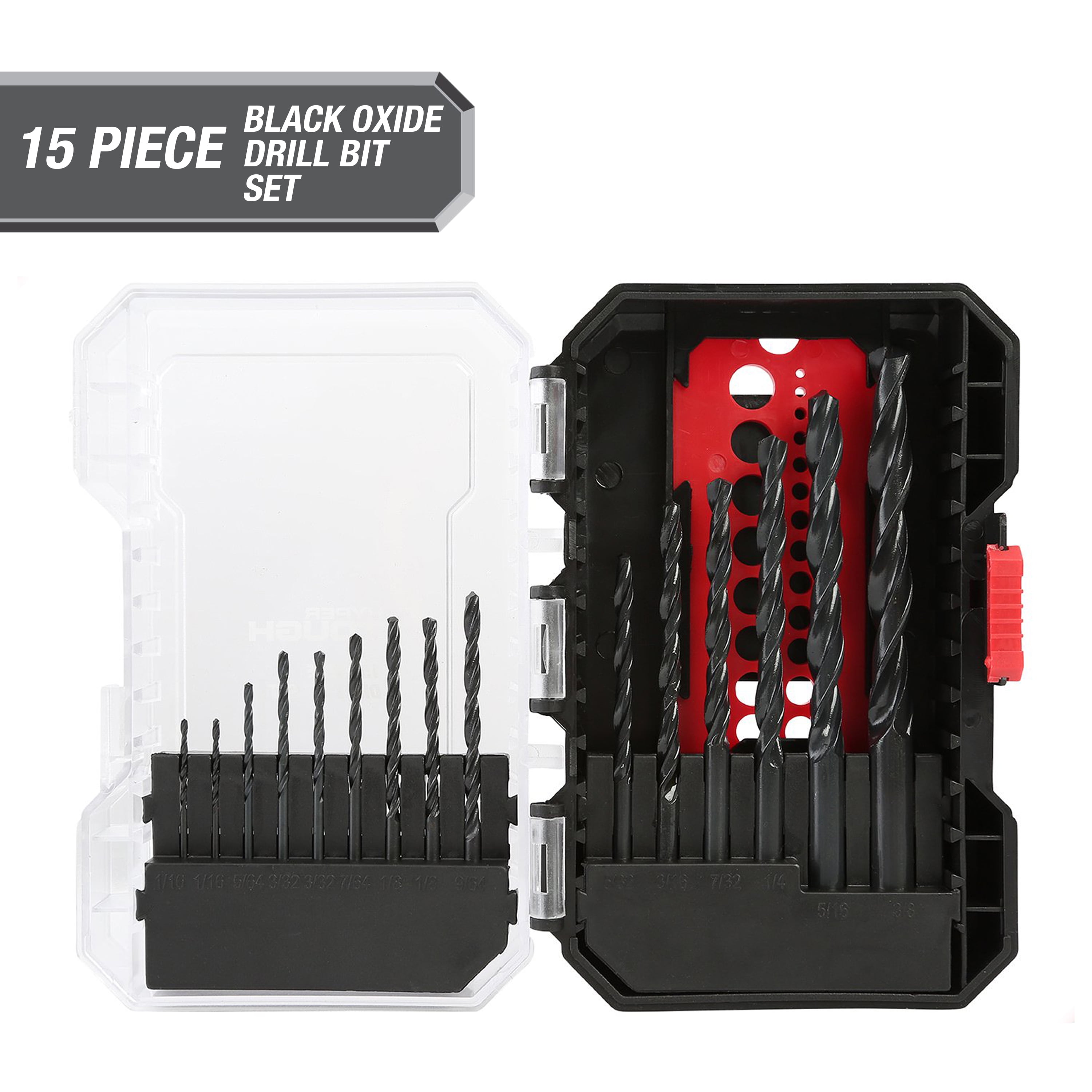 Hyper Tough 15piece Black Oxide Drill Bit Set With Case, 41015