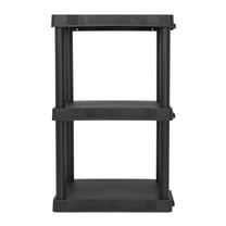 Hyper Tough Black Plastic 3-Tier 32" H x 20.07" W x 12" D, 150lb Total Capacity