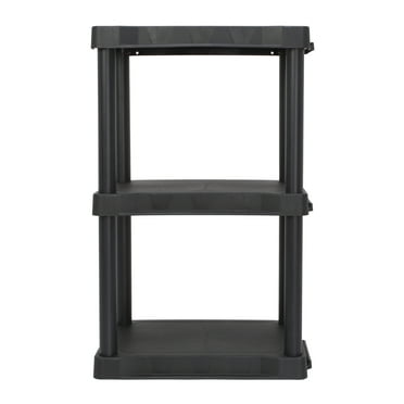 Hyper Tough Black Plastic 3-Tier 32" H x 20.07" W x 12" D, 150lb Total Capacity