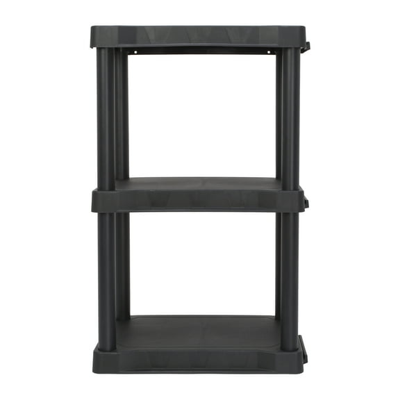 Hyper Tough Black Plastic 3-Tier 32" H x 20.07" W x 12" D, 150lb Total Capacity