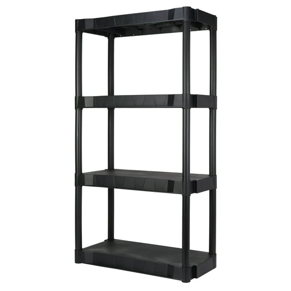 Hyper Tough Black Plastic 4-Tier Shelving Unit, 280 lb Capacity, 56.2x30x13.8 Inches