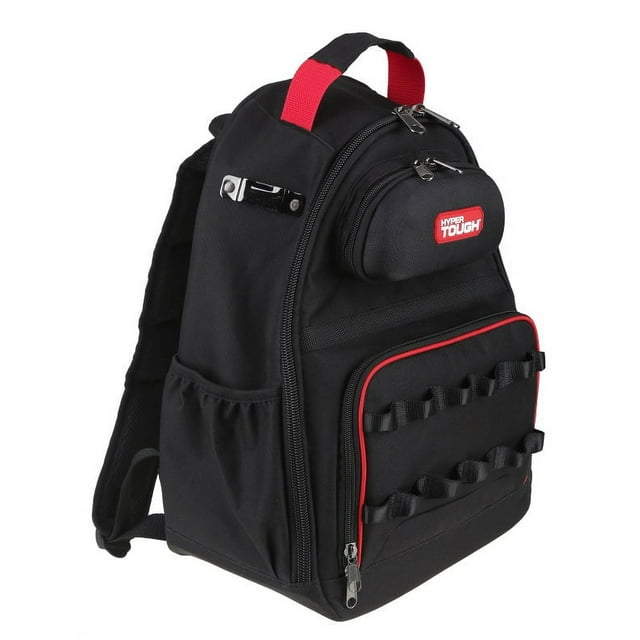 Hyper Tough Black Tool Backpack with Pockets and Loops, Portable Tool