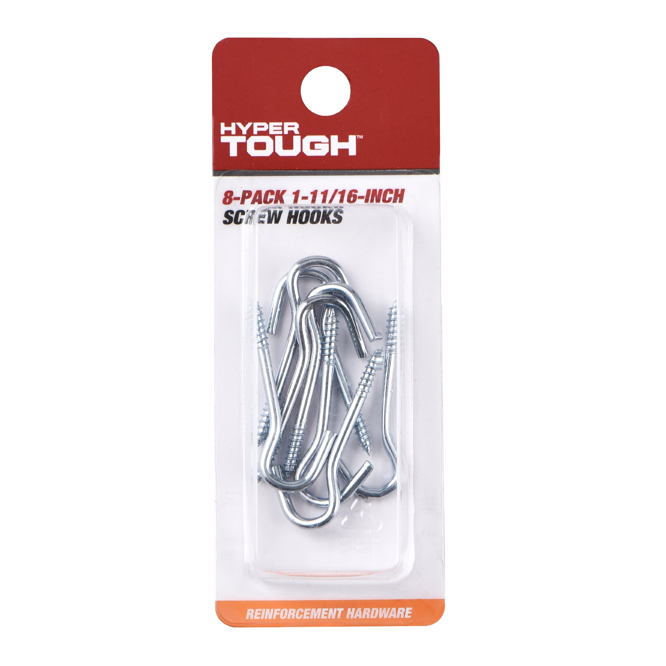 Hyper Tough Brand 1-11/16 in. Screw Hook, Zinc Plated, 8 Pack