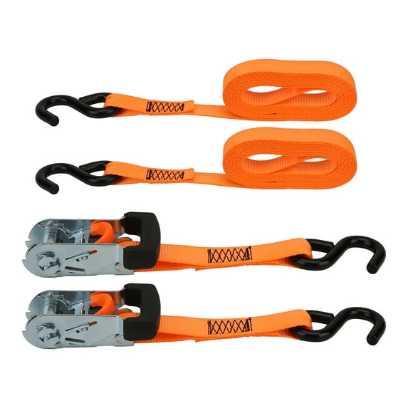 Hyper Tough Brand 1”x14' Tie-Downs Ratchet 1000lbs Work Load with "S" Hooks 2 - Pack
