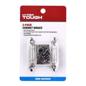 Hyper Tough Cabinet Hinge,Steel,Satin Nickel, 2 Pack,Assembled Product Depth 6.2 Inch