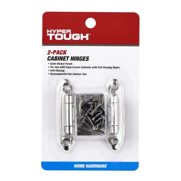 Hyper Tough Cabinet Hinge,Steel,Satin Nickel, 2 Pack,Assembled Product Depth 6.2 Inch