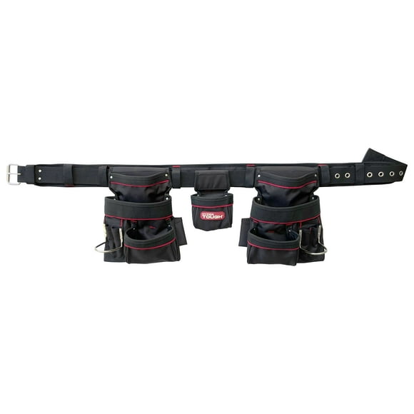 Hyper Tough Carpenter Rig, Padded Tool Belt, Carpenter Belt, Black