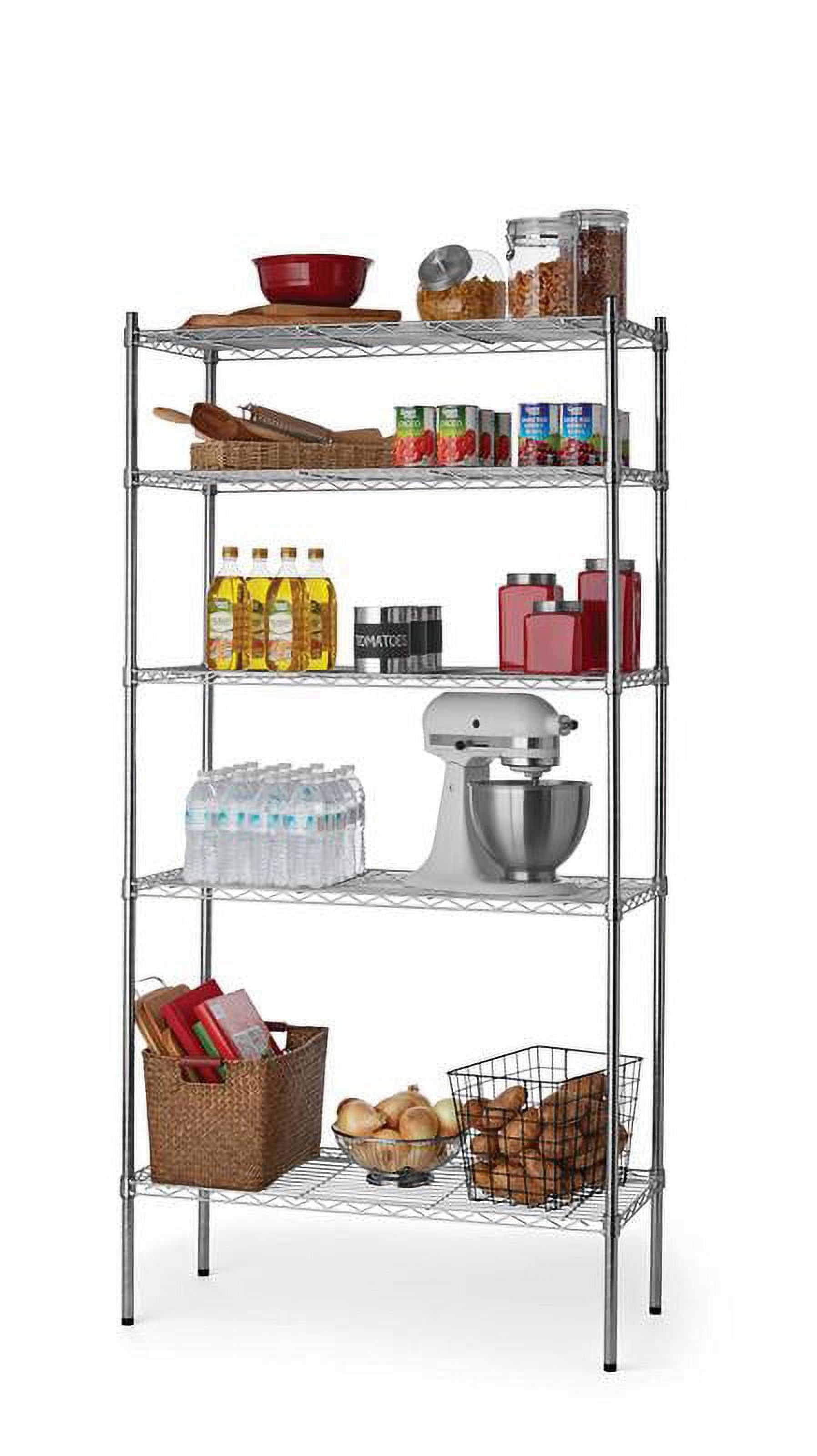 Hyper Tough Chrome Wire Shelf 5-Tier 72" H x 36" W x 16" D, 1750lb Total Capacity