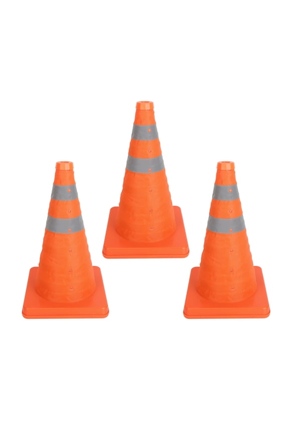, Collapsible Reflective Emergency Safety Cone, Traffic Cone, 3 Pack, Plastic