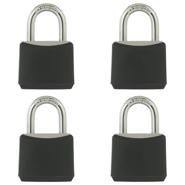 Hyper Tough Covered Aluminum 20mm Keyed Padlock with 7/16in Shackle, Black, 4 Pack