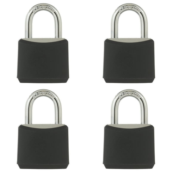 Hyper Tough Covered Aluminum 20mm Keyed Padlock with .4-in Shackle, 4-Pack