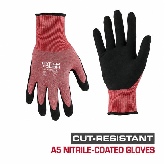Hyper Tough Cut-Resistant Nitrile Coated Gloves, L
