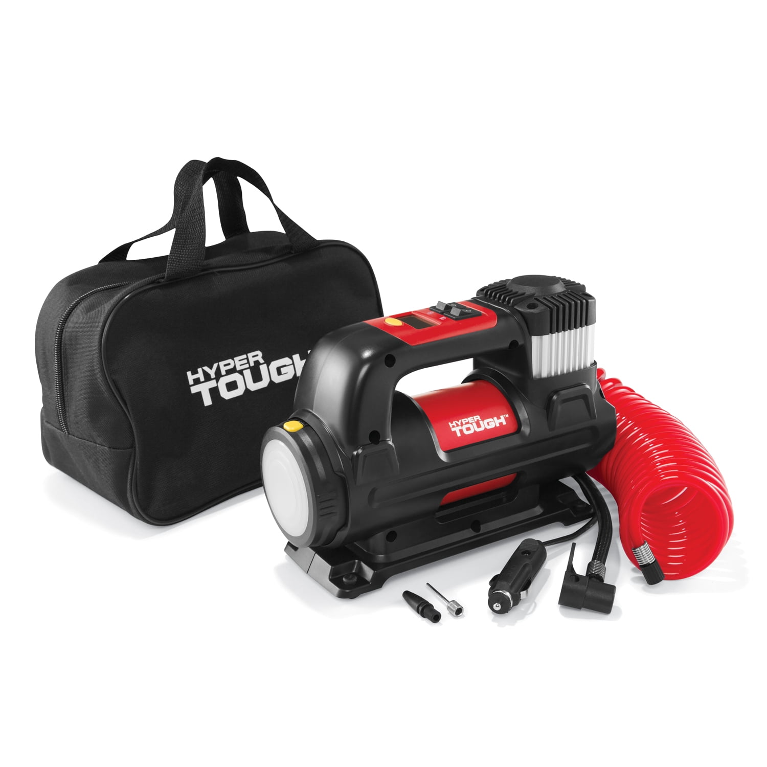 Hyper Tough DC 12V Heavy-Duty Direct Drive Tire Inflator with Detachable  Light, Black 