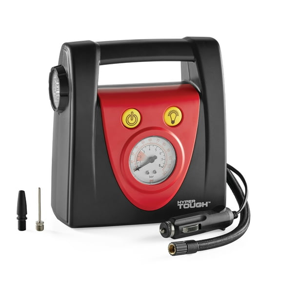Hyper Tough DC 12V Portable Analog Tire Inflator & Tire Pump, Black