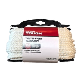 Hyper Tough Diameter 1/4 inch, 100 feet White Nylon Blend Twisted Rope, 1 Each