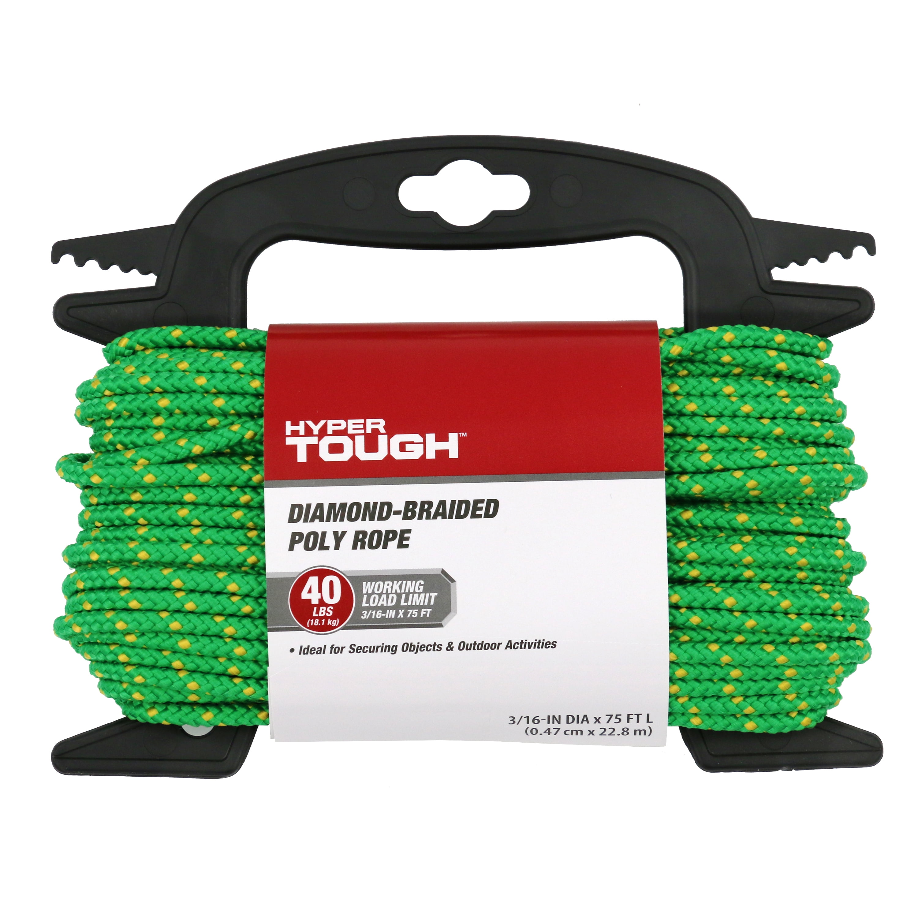 Hyper Tough Green 3/16 x 75' Diamond Braided Polypropylene Rope