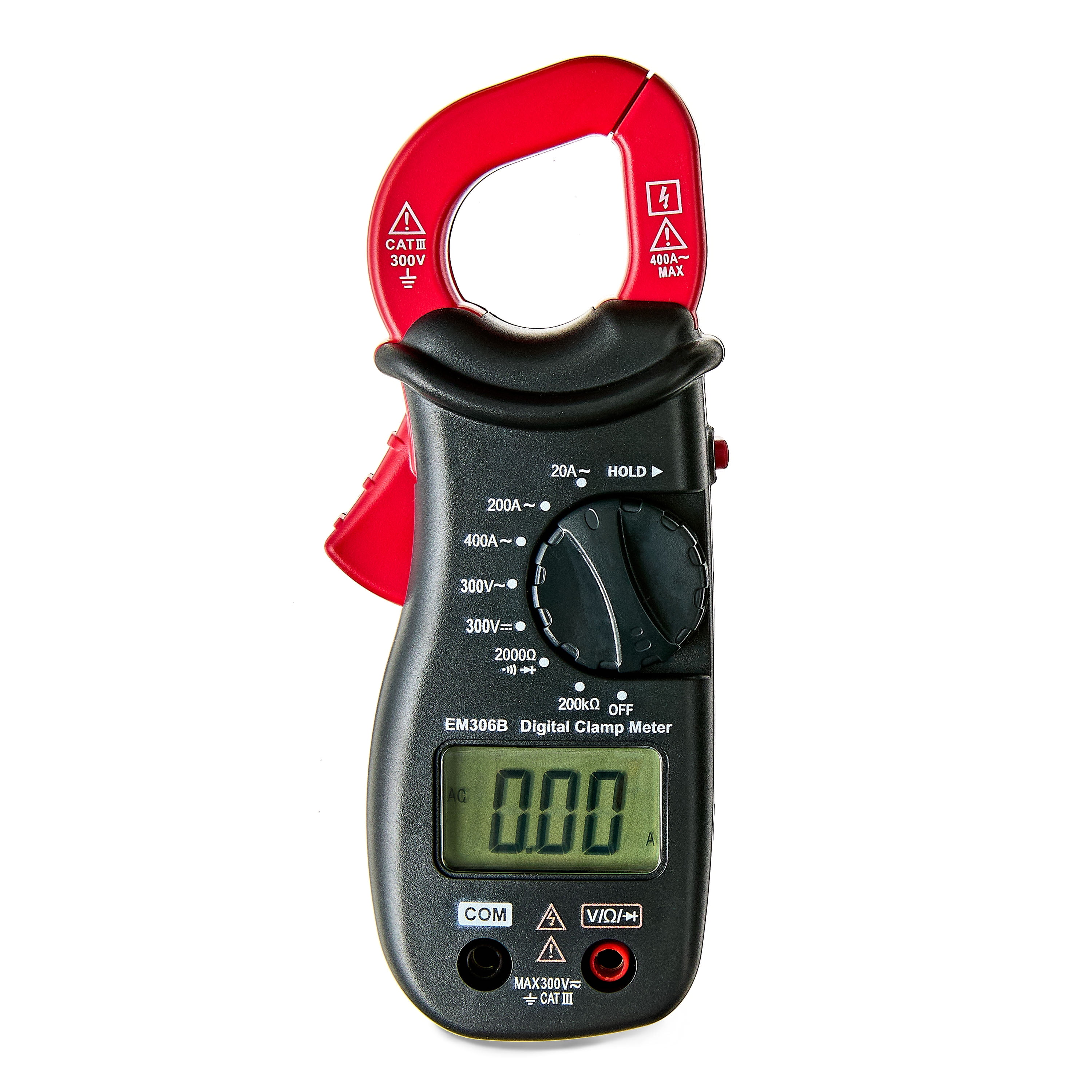 Hyper Tough Digital Clamp Meter, 400A AC Current, 300V AC/DC Voltage, LCD Display