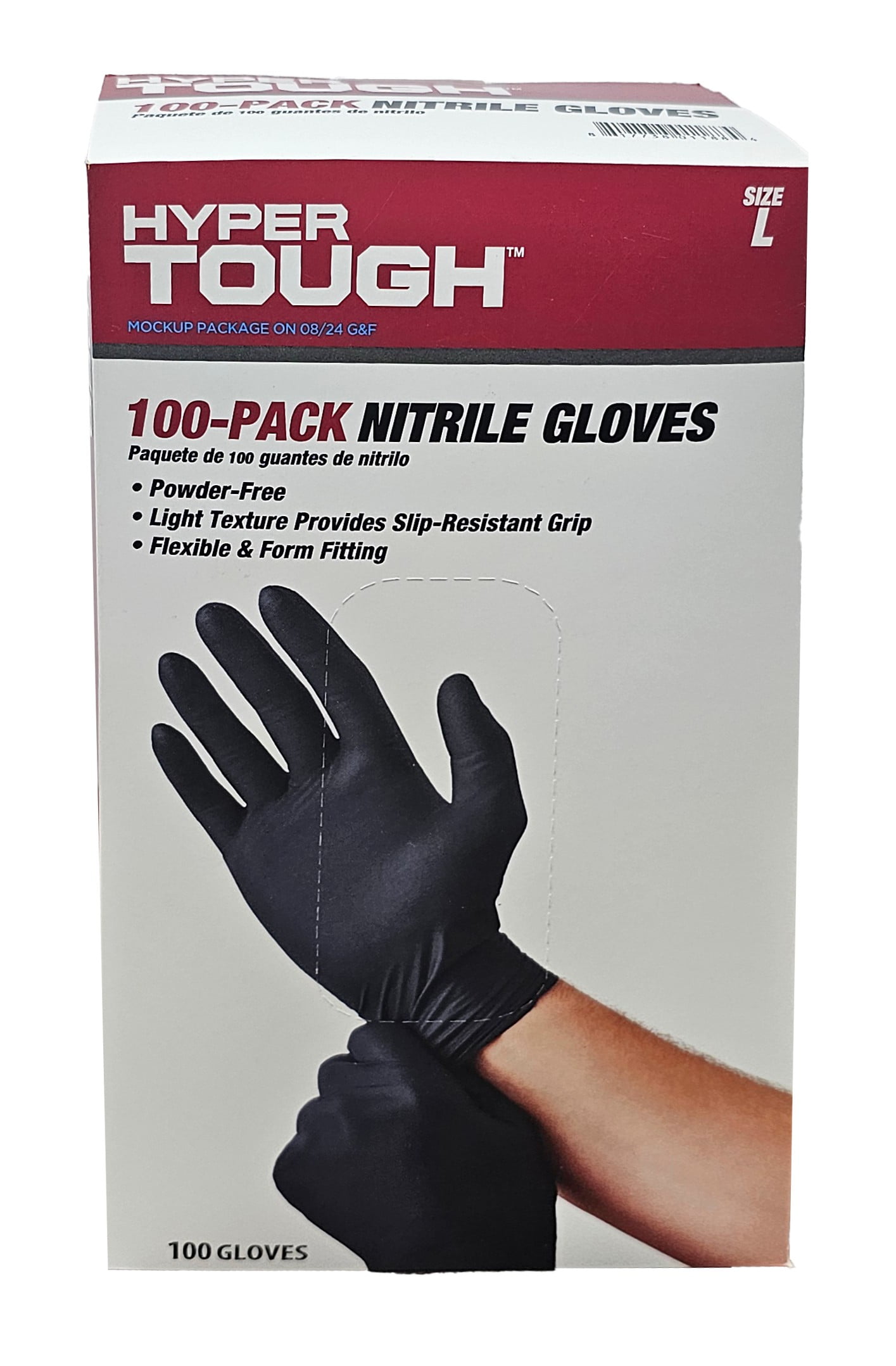 Hyper Tough Disposable Nitrile Gloves Large 100 Count Chemical