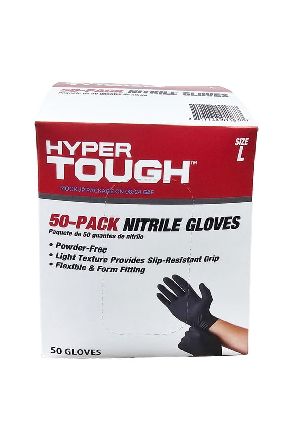 Disposable Nitrile Gloves, 50 Count, Size Large, One Size Fits Most