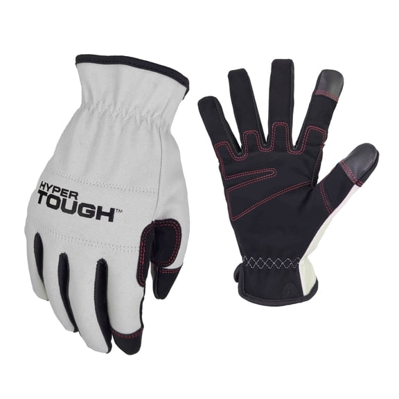 Hyper Tough Duck Canvas, Utility Work Gloves, White, Men's Small