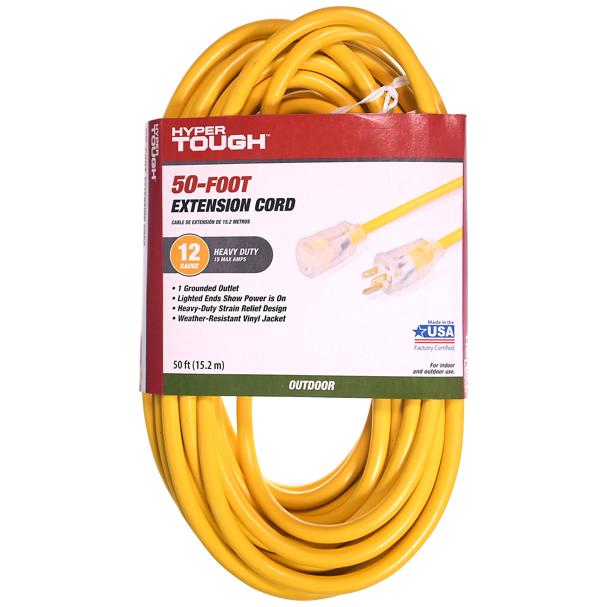 Hyper Tough Extension Cord, Outdoor Rated 12 Gauge, 50 foot