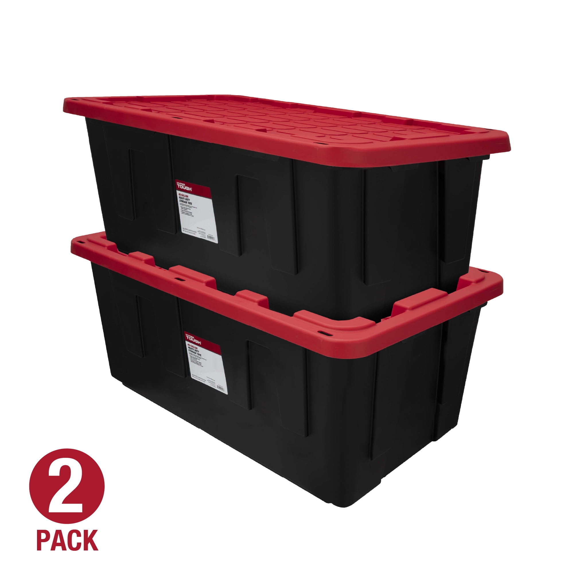 Pack of 2) Hyper Tough 40 Gallon Extra Large Storage Bin with Snap