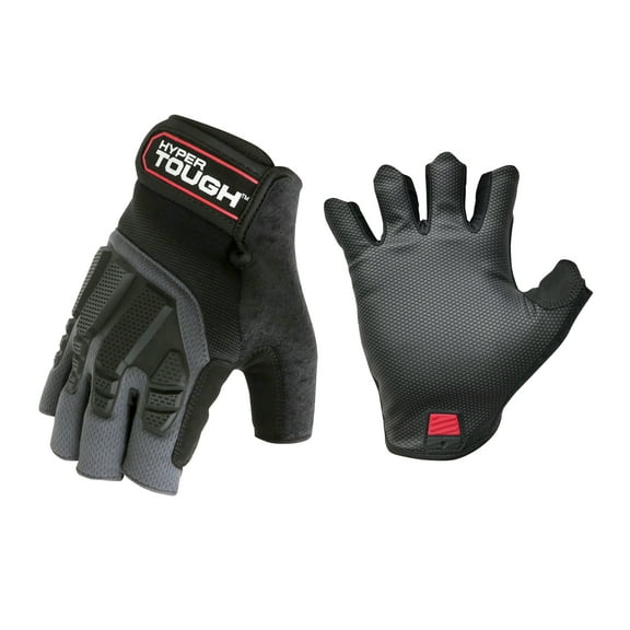 Hyper Tough Fingerless Work Glove Large, Black, Mesh, HT88847-23