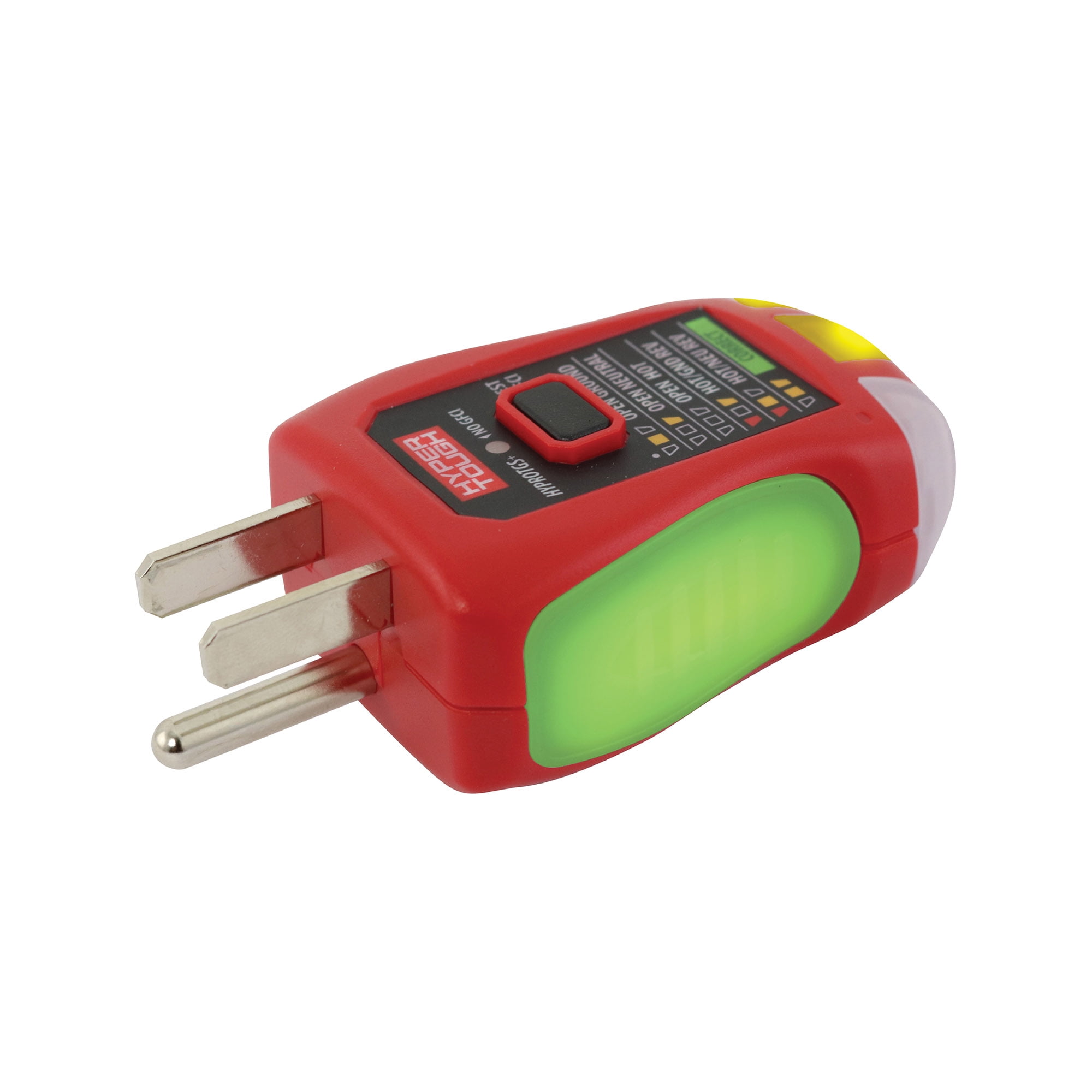 Hyper Tough GFCI & Outlet Tester, Easy-To-Read Sides That Turn Green When Correct, CAT II