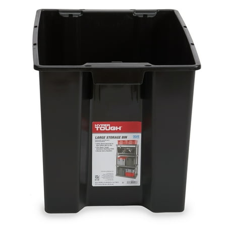 Hyper Tough Garage Plastic Stacking Open Storage Bin, Large, Black, No Lid
