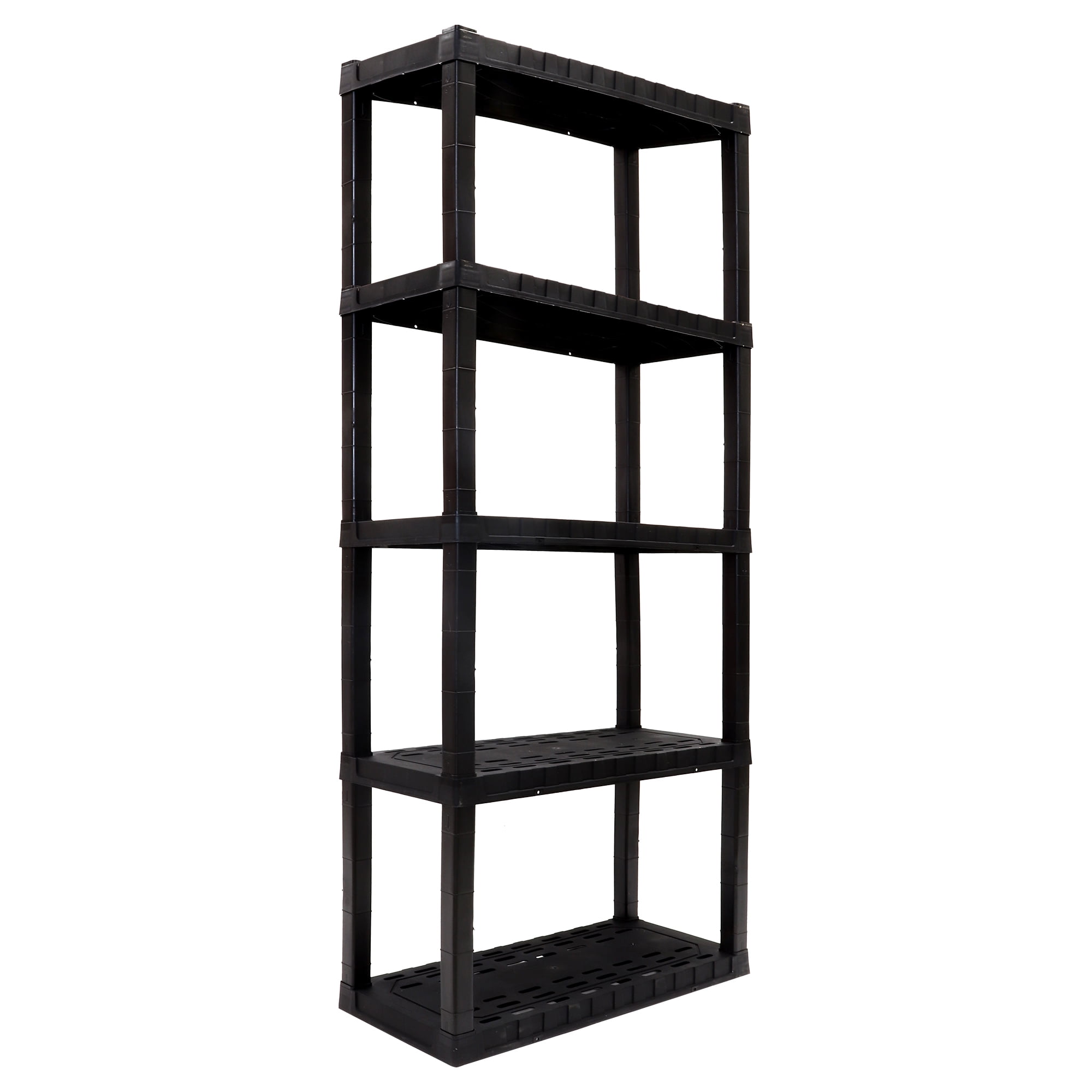 Hyper Tough Garage Shelves Plastic Storage Shelf for Home Office Garage 5-Tier 75"H x 14"D x 30"W Black-450 lbs Total Capacity