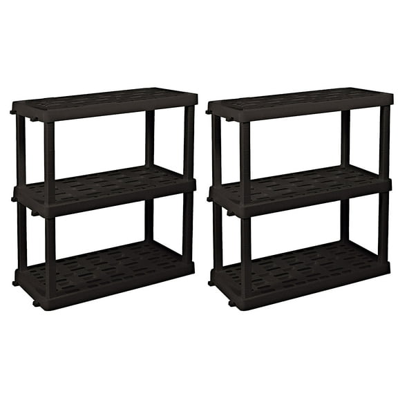 Hyper Tough Heavy Duty 3-Tier 2-Pack Storage Shelving Unit, W36 x D18 x H38 in, Black, 450 lb Total Capacity