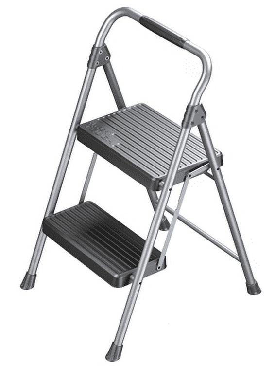 Hyper Tough Gray & Black 2-Step Steel Large Platform & Foldable Step Stool – Holds up to 225 Pounds - Walmart.com