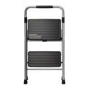 Hyper Tough 2-Step Foldable Steel Step Stool, Gray & Black, Holds up to 225 lb