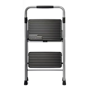 Hyper Tough 2-Step Foldable Steel Step Stool, Gray & Black, Holds up to 225 lb