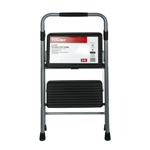 Hyper Tough 2-Step Steel Large Platform & Foldable Step Stool Holds up to 225 pounds