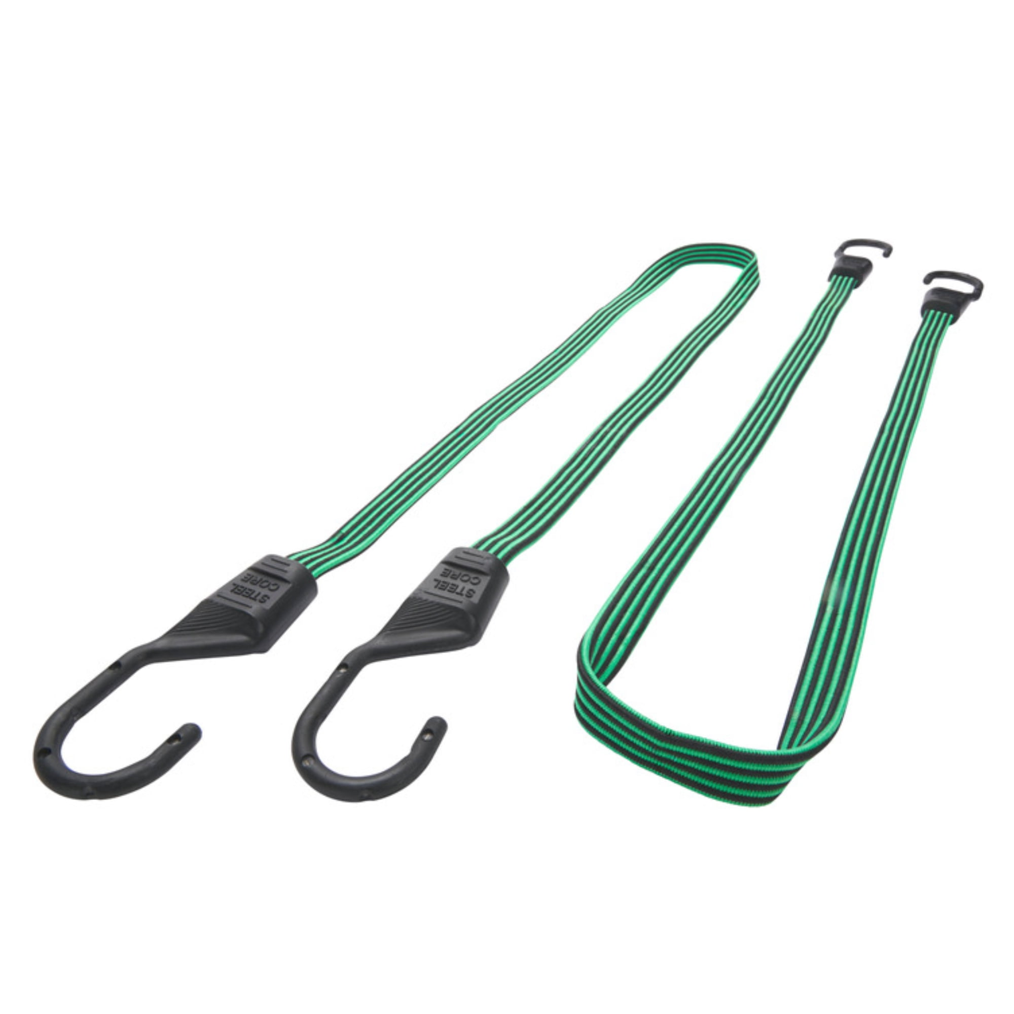 Hyper Tough Green/Black Flat Bungee Cord, 48 inch, 2-Pack