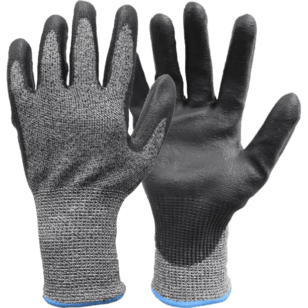 Hyper Tough HPPE ANSI A4 Anti Cut PU Coated Work Gloves, Full