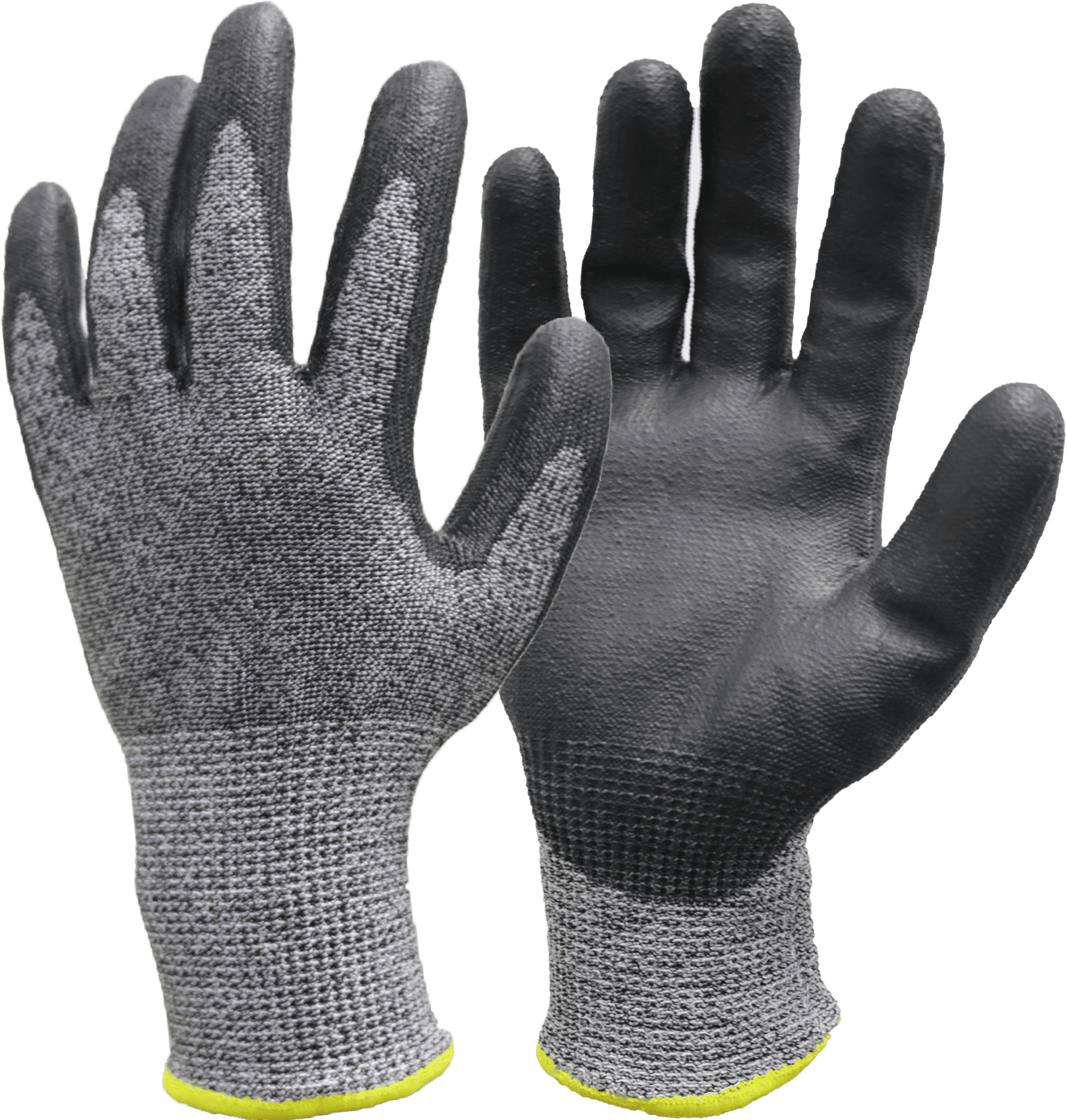Hyper Tough HPPE ANSI A4 Anti Cut PU Coated Work Gloves, Full Fingers, Men's Medium size, Size: One Size
