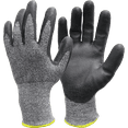 thumbnail interactive-video image 1 of Hyper Tough HPPE ANSI A4 Anti Cut PU Coated Work Gloves, Full Fingers, Men's Medium Size, 1 of 8