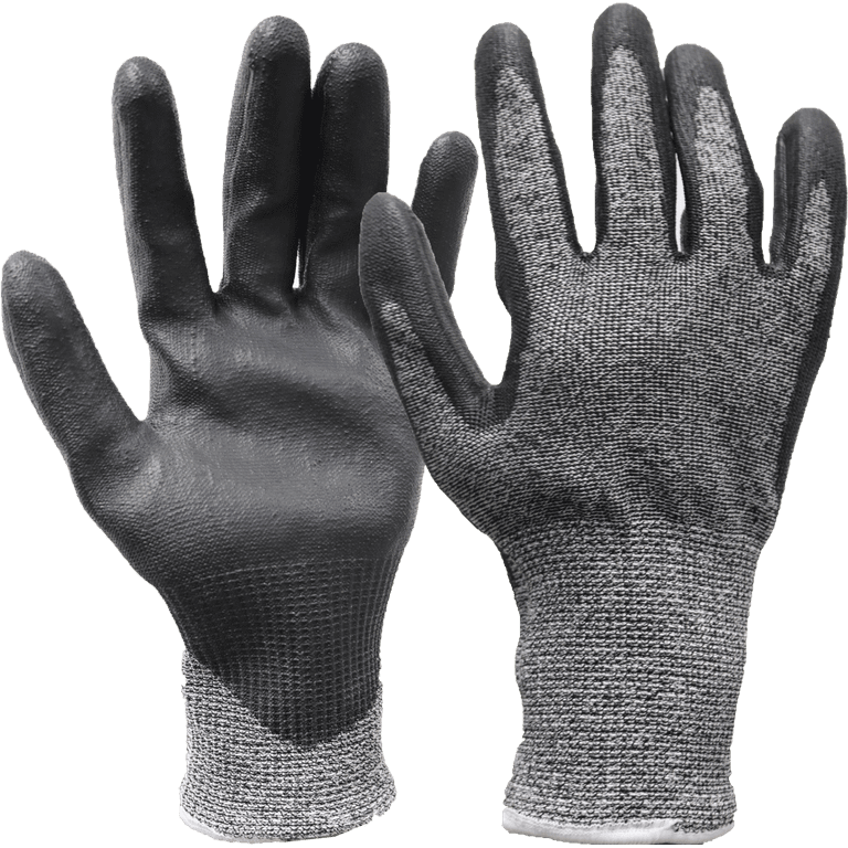 Hyper Tough HPPE ANSI A4 Anti Cut PU Coated Work Gloves, Full Fingers,  Men's x-Large Size, 1pair