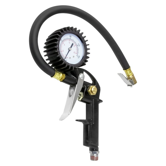 Hyper Tough HTATI 1/4" Analog Tire Inflator Gauge with 13.5" Hose