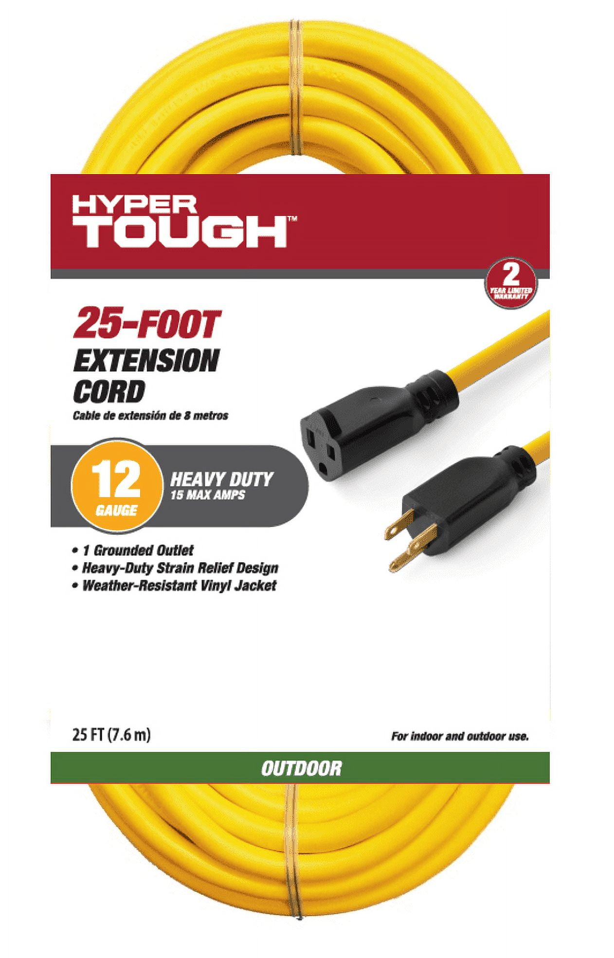 12/3 Gauge, 25 ft SJTW w/ Lighted End Contractor Grade Extension Cord
