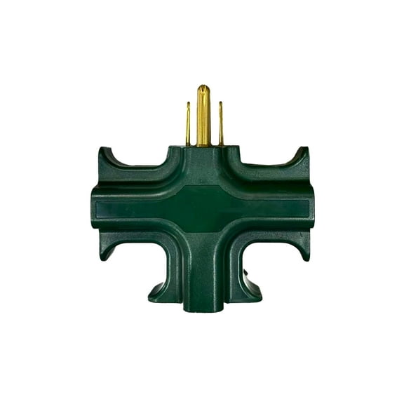 Hyper Tough Heavy Duty 3 Way Grounded Outlet Green Indoor Use Adapter, 15 Amps