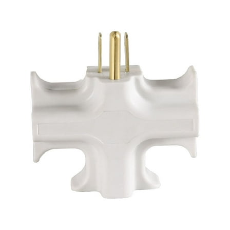 Hyper Tough Heavy Duty 3 Way Grounded Outlet Adapter for Indoor Use, 15 Amps, White