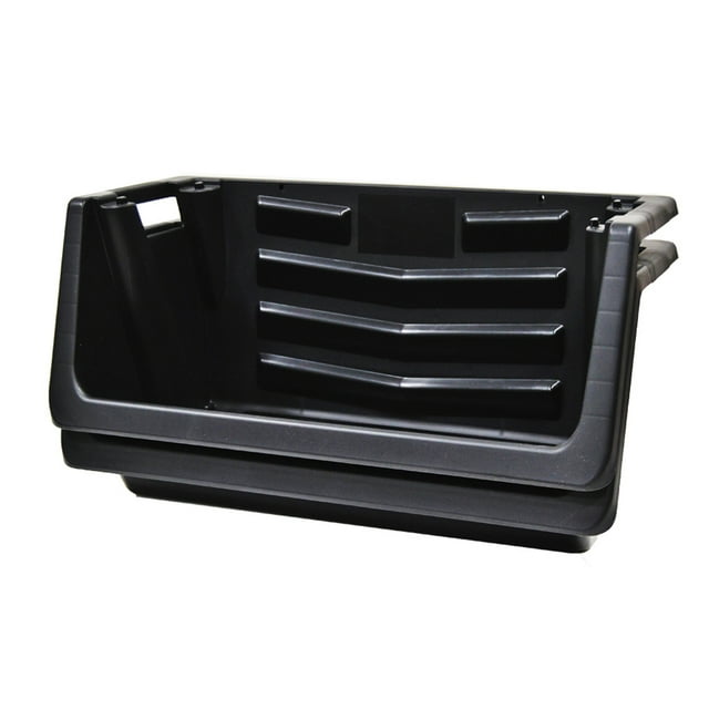 Hyper Tough Heavy Duty Nesting Plastic Stack Bin, Black