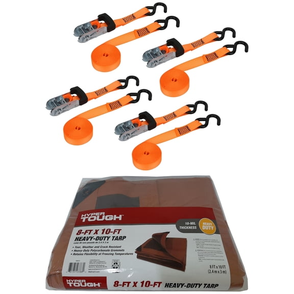 Hyper Tough Heavy-Duty Strap and Tarp Set