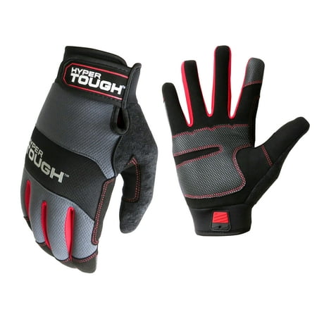 Hyper Tough High Dexterity General Purpose Work Glove, Mesh, Black Synthetic Leather Palm - Men's XL