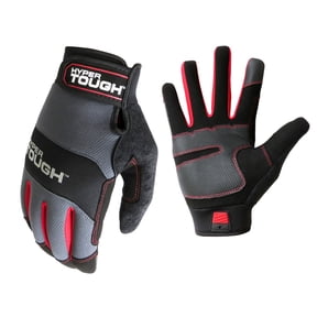 Hyper Tough High Dexterity General Purpose Work Glove, Mesh, Synthetic Leather Palm, Men's Medium